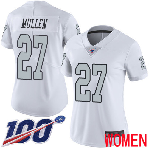 Oakland Raiders Limited White Women Trayvon Mullen Jersey NFL Football #27 100th Season Rush Vapor Jersey->women nfl jersey->Women Jersey